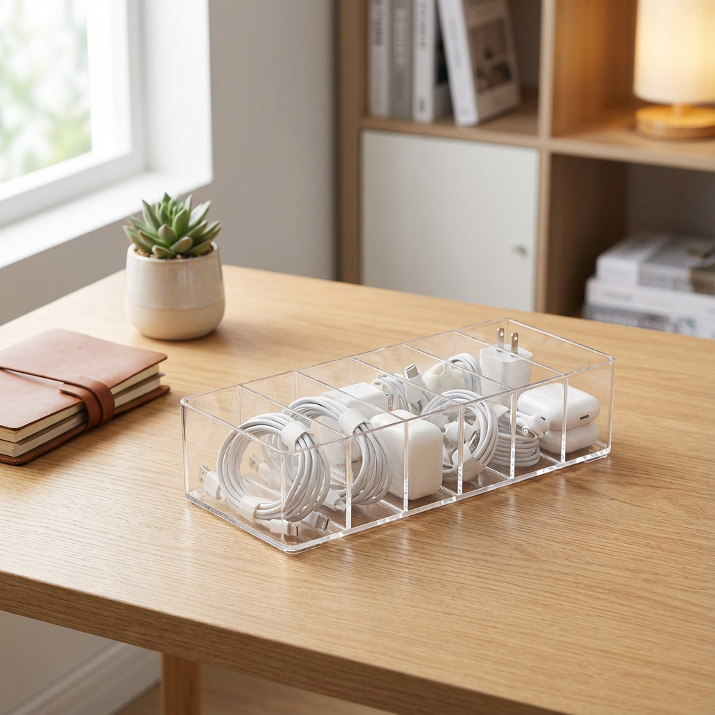 Dust-Proof Cable Organizer Box – Keep Your Desk Clean & Tangle-Free