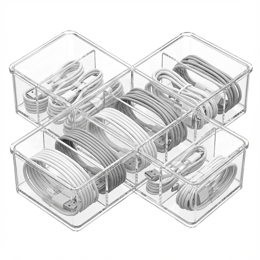 Dust-Proof Cable Organizer Box – Keep Your Desk Clean & Tangle-Free