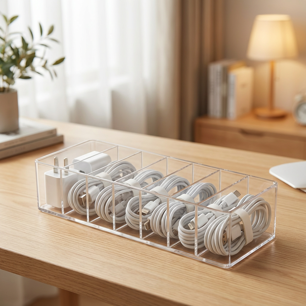 Dust-Proof Cable Organizer Box – Keep Your Desk Clean & Tangle-Free